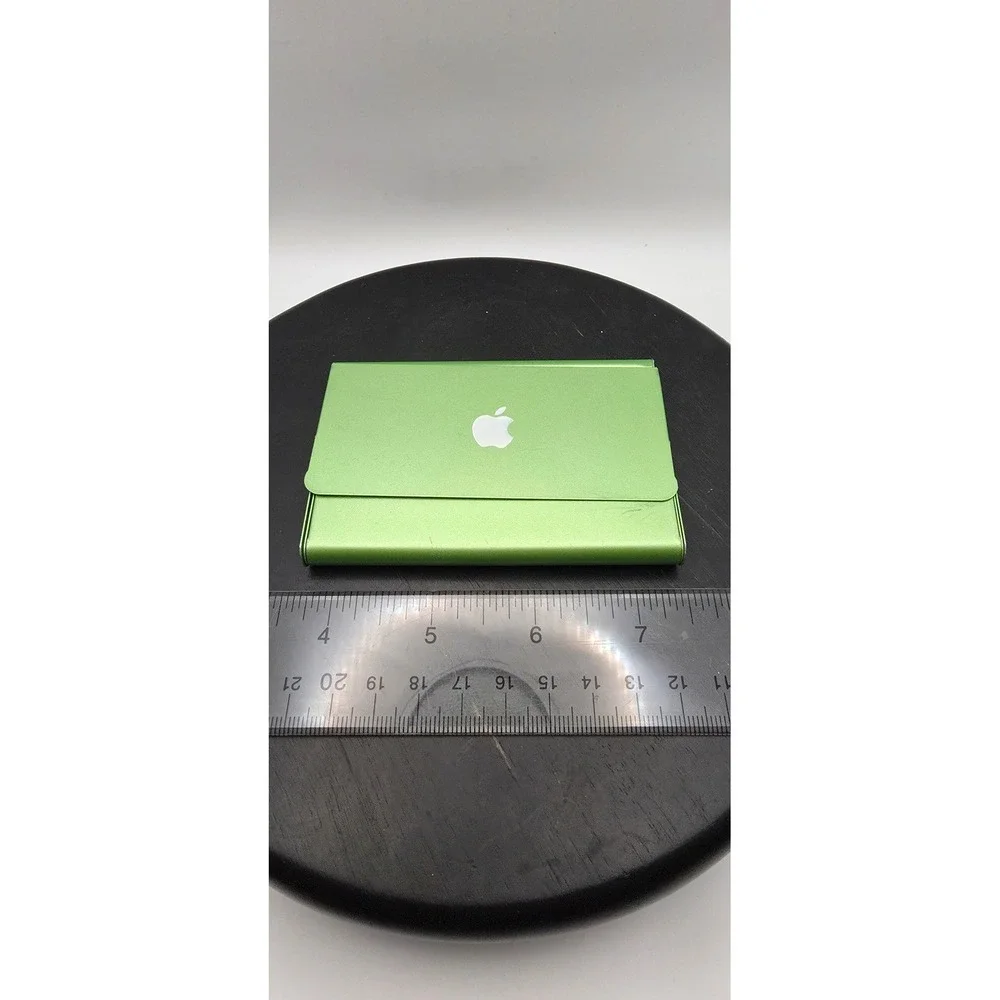 Apple Aluminum Business Card Holder Case Lime Green Anodized Logo Collectible